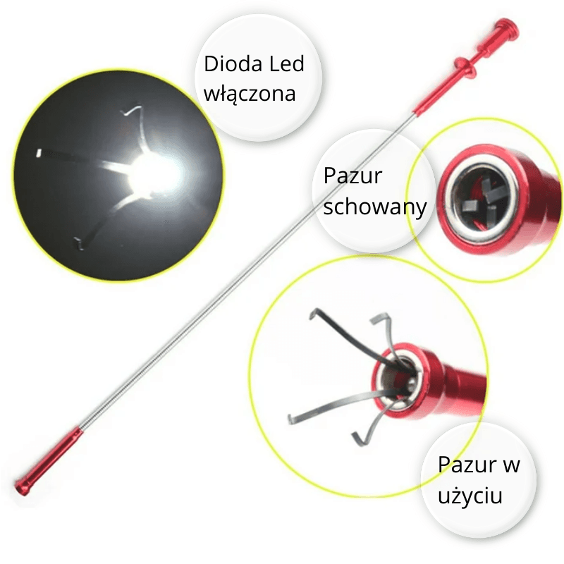MAG-FP - Chwytak magnetyczny z pazurem i diodą led.